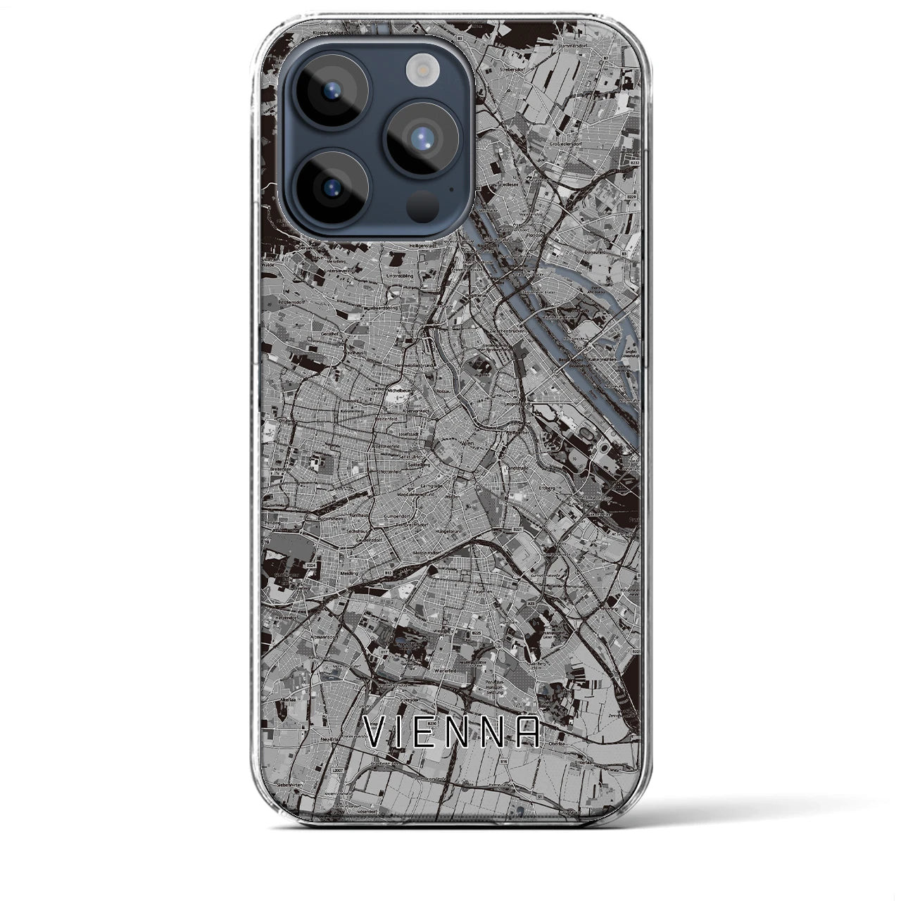【ウィーン】地図柄iPhoneケース（クリアタイプ・モノトーン）iPhone 15 Pro Max 用