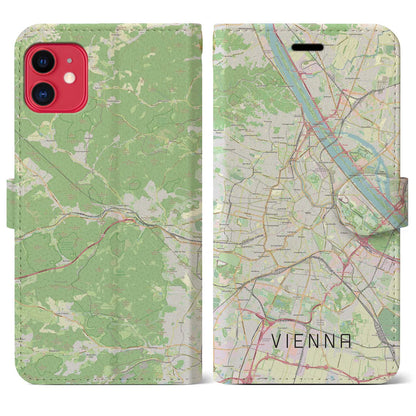 【ウィーン（オーストリア）】地図柄iPhoneケース（手帳タイプ）ナチュラル・iPhone 11 用