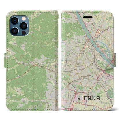 【ウィーン（オーストリア）】地図柄iPhoneケース（手帳タイプ）ナチュラル・iPhone 12 / 12 Pro 用