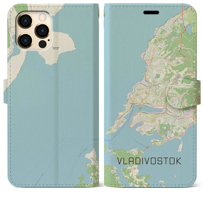 【ウラジオストク（ロシア）】地図柄iPhoneケース（手帳タイプ）ナチュラル・iPhone 12 Pro Max 用