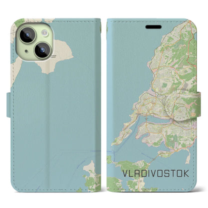 【ウラジオストク（ロシア）】地図柄iPhoneケース（手帳タイプ）ナチュラル・iPhone 15 用
