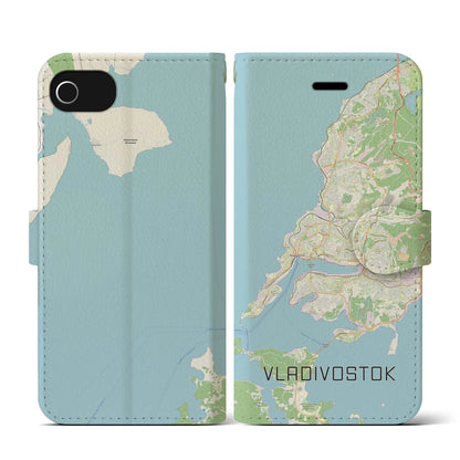 【ウラジオストク（ロシア）】地図柄iPhoneケース（手帳タイプ）ナチュラル・iPhone SE（第3 / 第2世代） / 8 / 7 / 6s / 6 用