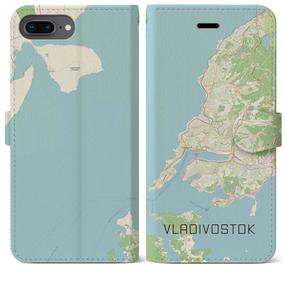 【ウラジオストク（ロシア）】地図柄iPhoneケース（手帳タイプ）ナチュラル・iPhone 8Plus /7Plus / 6sPlus / 6Plus 用