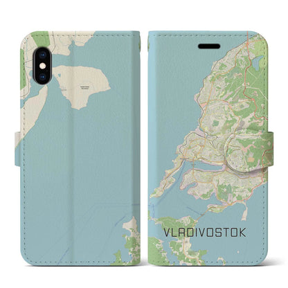 【ウラジオストク（ロシア）】地図柄iPhoneケース（手帳タイプ）ナチュラル・iPhone XS / X 用