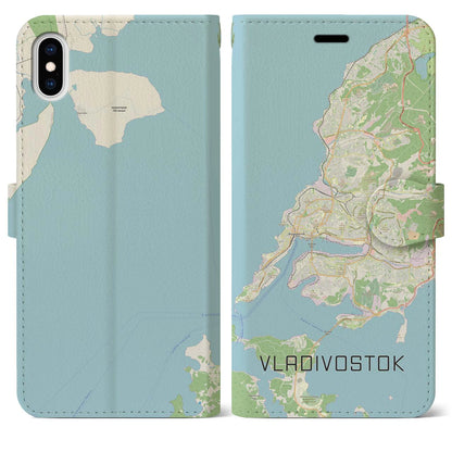 【ウラジオストク（ロシア）】地図柄iPhoneケース（手帳タイプ）ナチュラル・iPhone XS Max 用