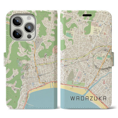 【和田塚（神奈川県）】地図柄iPhoneケース（手帳タイプ）ナチュラル・iPhone 15 Pro 用