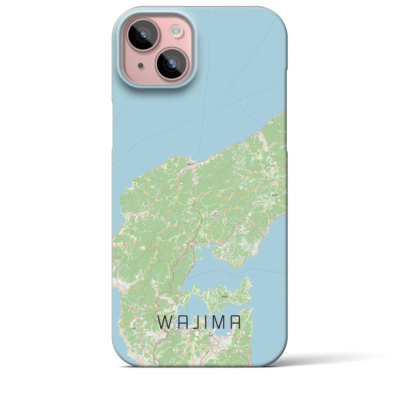 【輪島】地図柄iPhoneケース（バックカバータイプ・ナチュラル）iPhone 15 Plus 用