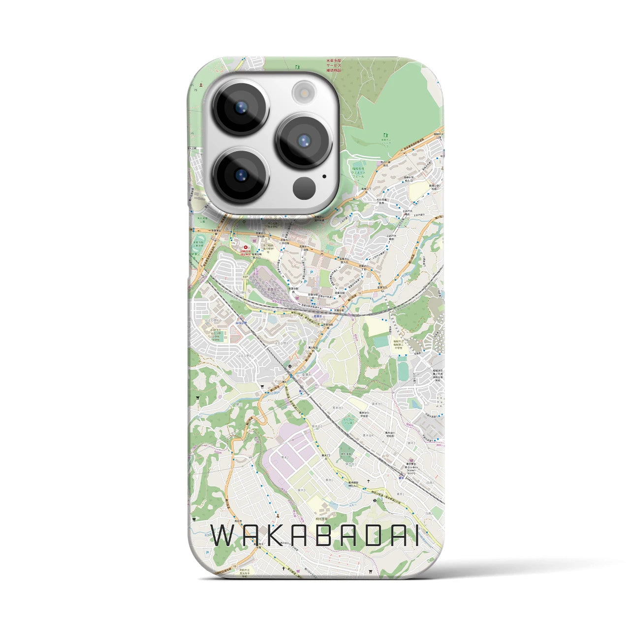 【若葉台】地図柄iPhoneケース（バックカバータイプ・ナチュラル）iPhone 14 Pro 用
