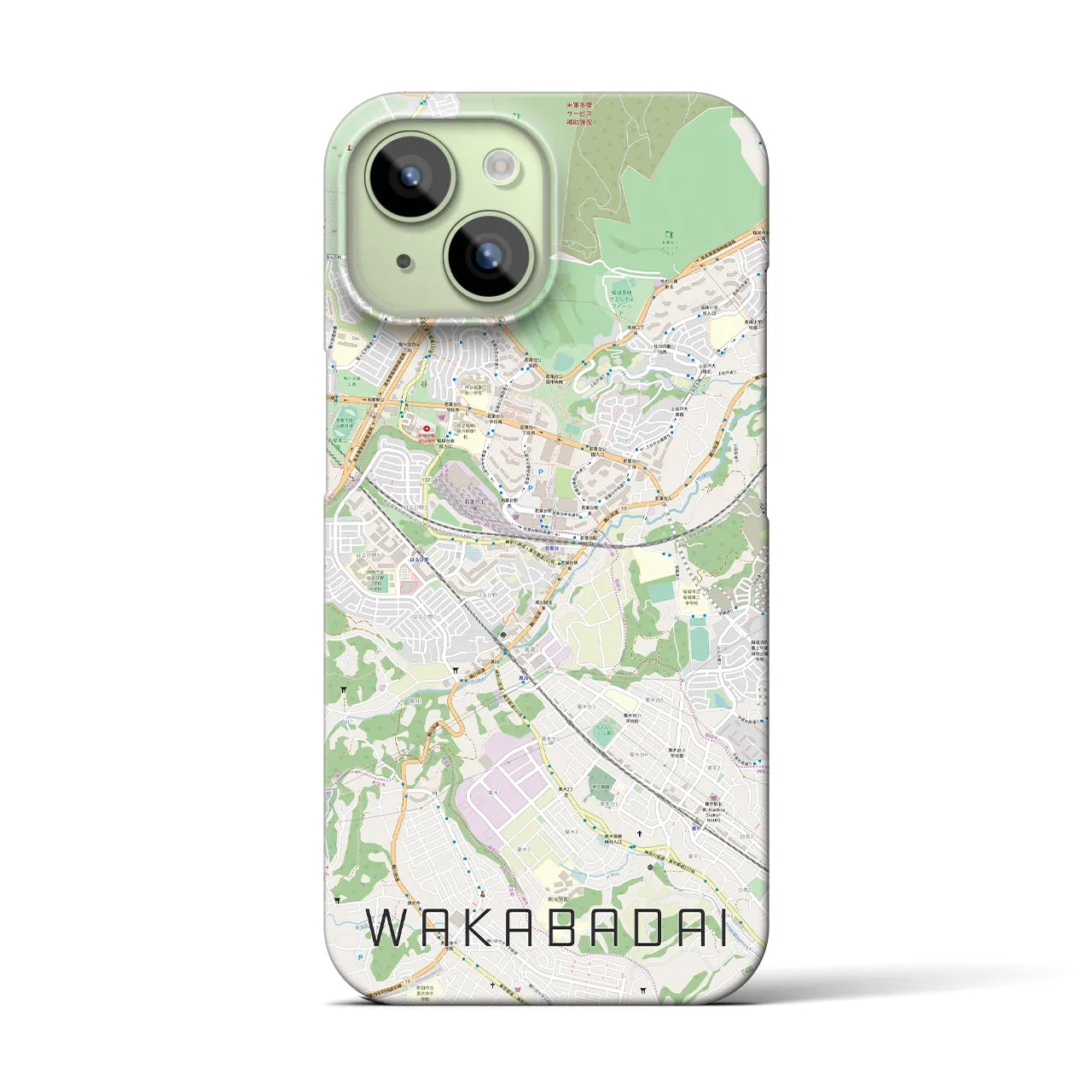 【若葉台】地図柄iPhoneケース（バックカバータイプ・ナチュラル）iPhone 15 用