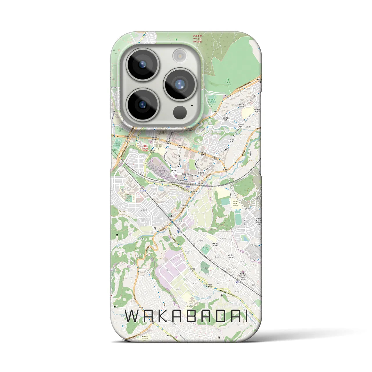 【若葉台】地図柄iPhoneケース（バックカバータイプ・ナチュラル）iPhone 15 Pro 用