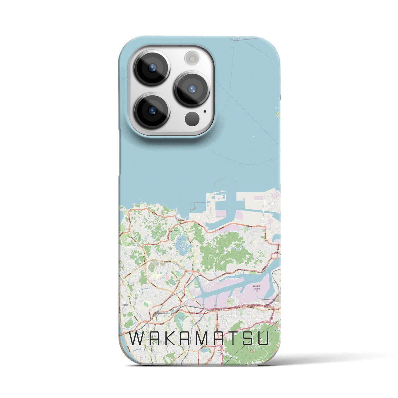【若松】地図柄iPhoneケース（バックカバータイプ・ナチュラル）iPhone 14 Pro 用