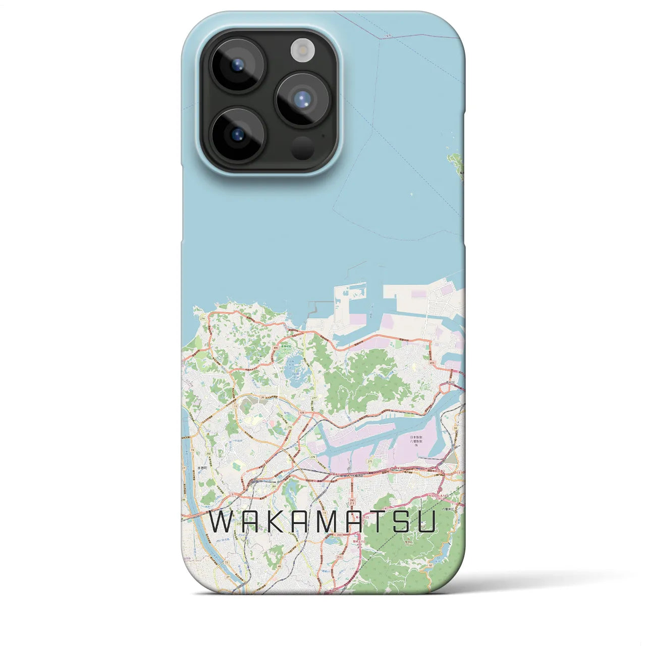 【若松】地図柄iPhoneケース（バックカバータイプ・ナチュラル）iPhone 15 Pro Max 用
