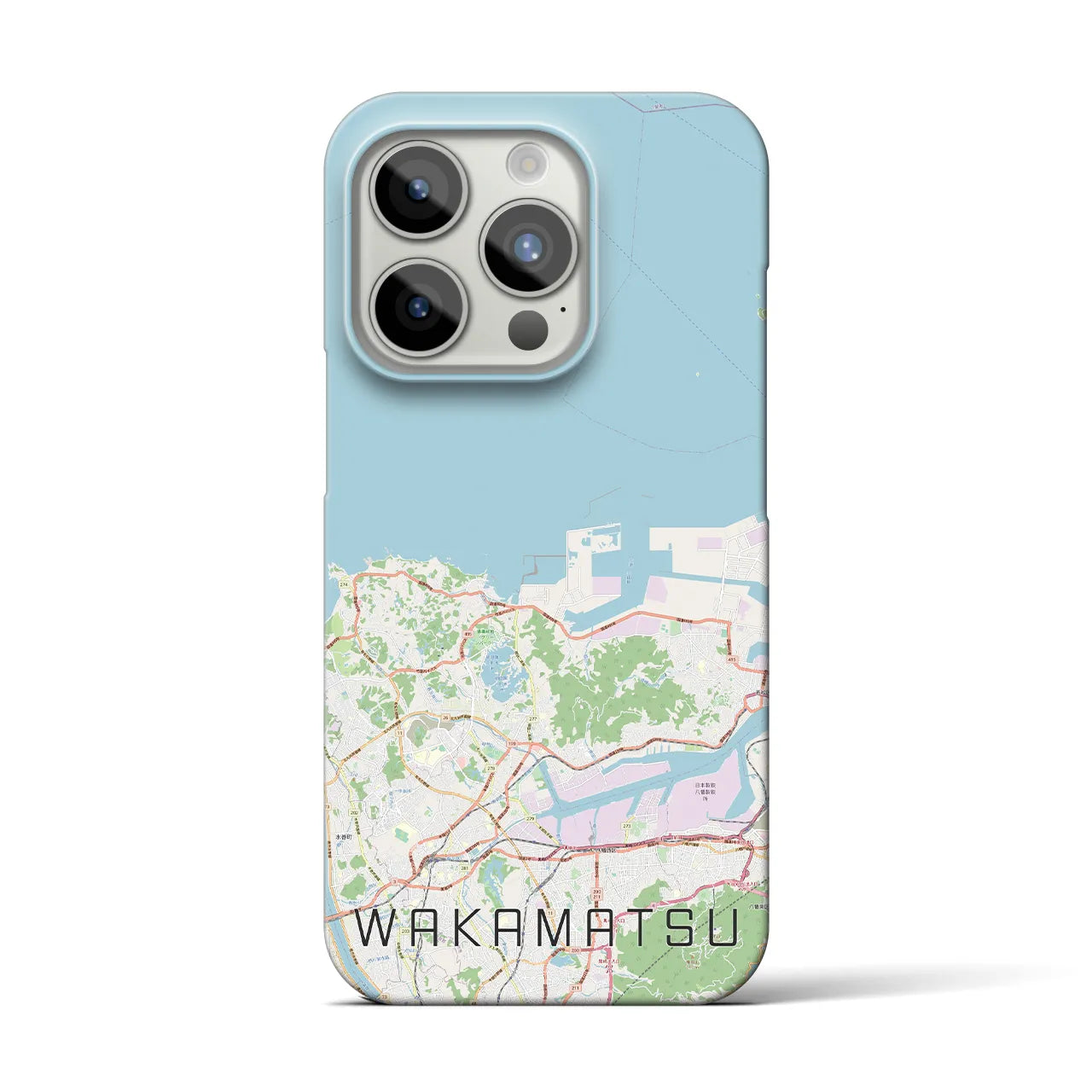 【若松】地図柄iPhoneケース（バックカバータイプ・ナチュラル）iPhone 15 Pro 用