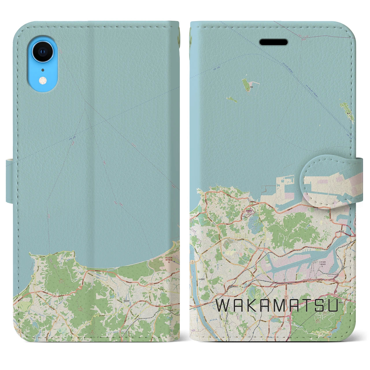 【若松】地図柄iPhoneケース（手帳両面タイプ・ナチュラル）iPhone XR 用
