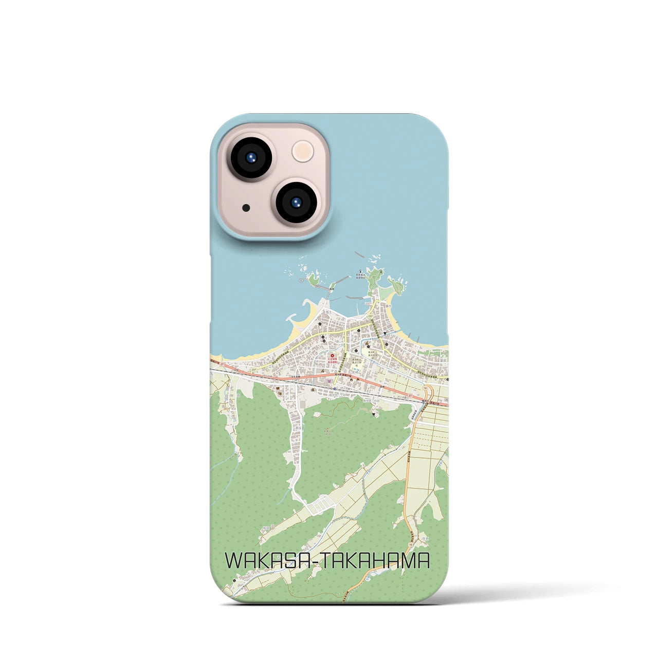 【若狭高浜】地図柄iPhoneケース（バックカバータイプ・ナチュラル）iPhone 13 mini 用