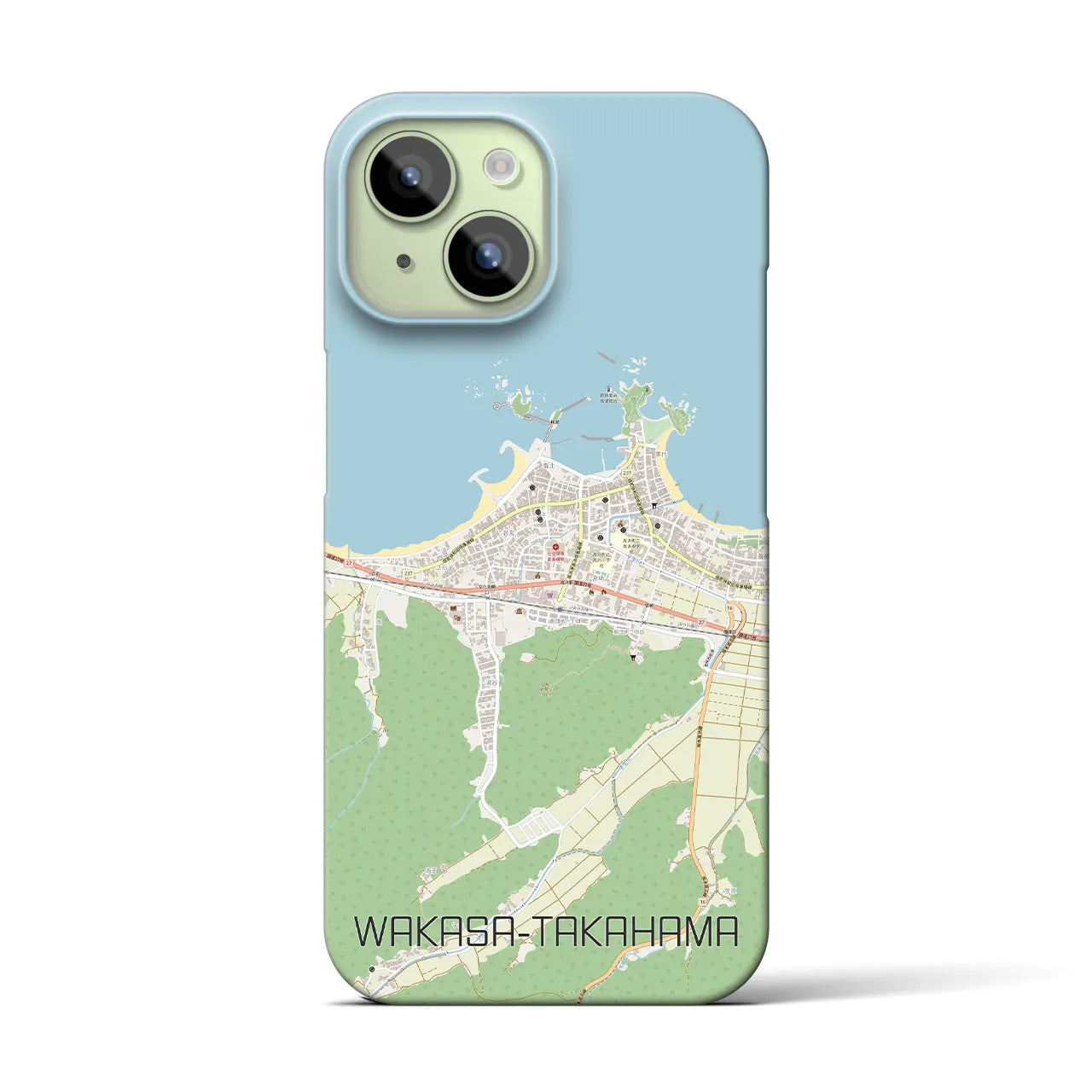 【若狭高浜】地図柄iPhoneケース（バックカバータイプ・ナチュラル）iPhone 15 用