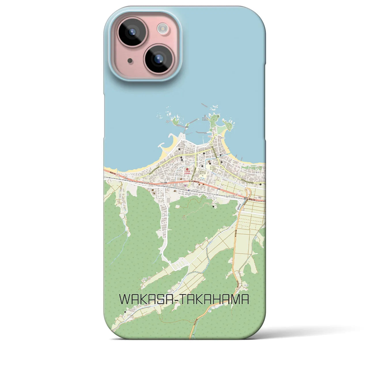 【若狭高浜】地図柄iPhoneケース（バックカバータイプ・ナチュラル）iPhone 15 Plus 用