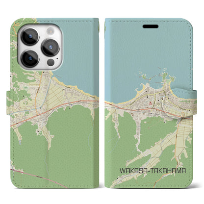 【若狭高浜（福井県）】地図柄iPhoneケース（手帳タイプ）ナチュラル・iPhone 14 Pro 用