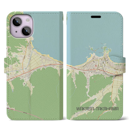 【若狭高浜（福井県）】地図柄iPhoneケース（手帳タイプ）ナチュラル・iPhone 14 用
