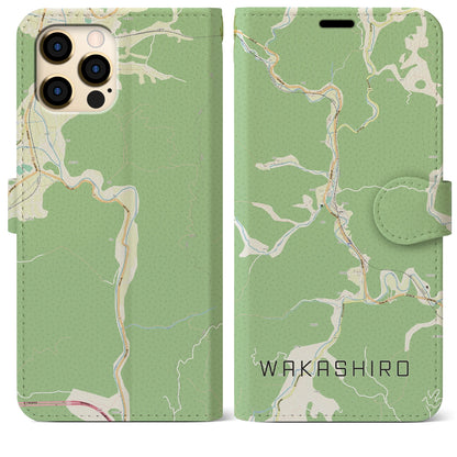 【若代（岡山県）】地図柄iPhoneケース（手帳タイプ）ナチュラル・iPhone 12 Pro Max 用