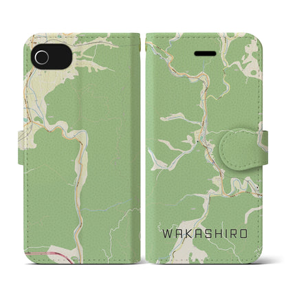 【若代（岡山県）】地図柄iPhoneケース（手帳タイプ）ナチュラル・iPhone SE（第3 / 第2世代） / 8 / 7 / 6s / 6 用