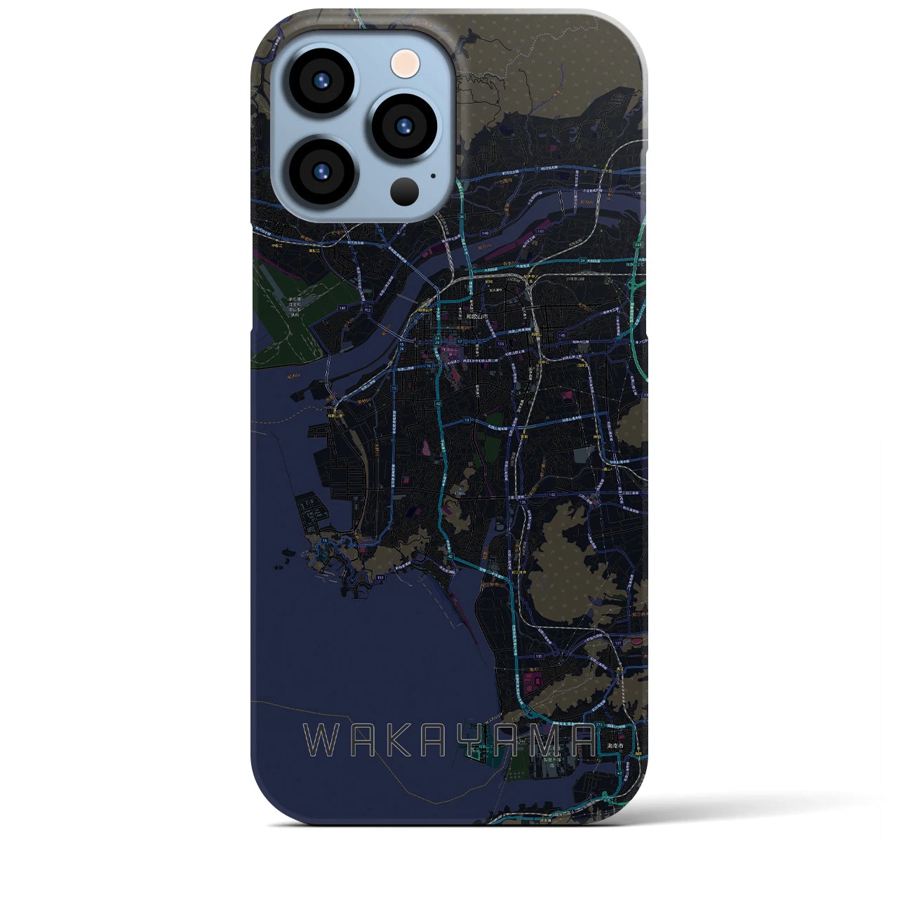 【和歌山】地図柄iPhoneケース（バックカバータイプ・ブラック）iPhone 13 Pro Max 用