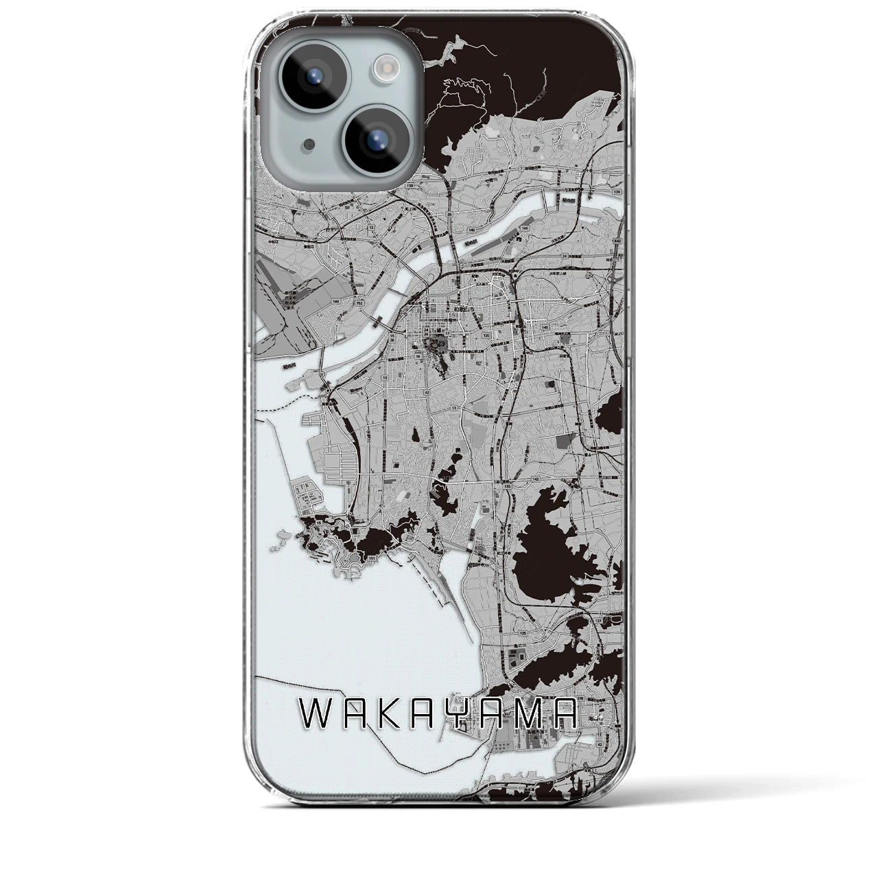 【和歌山】地図柄iPhoneケース（クリアタイプ・モノトーン）iPhone 15 Plus 用
