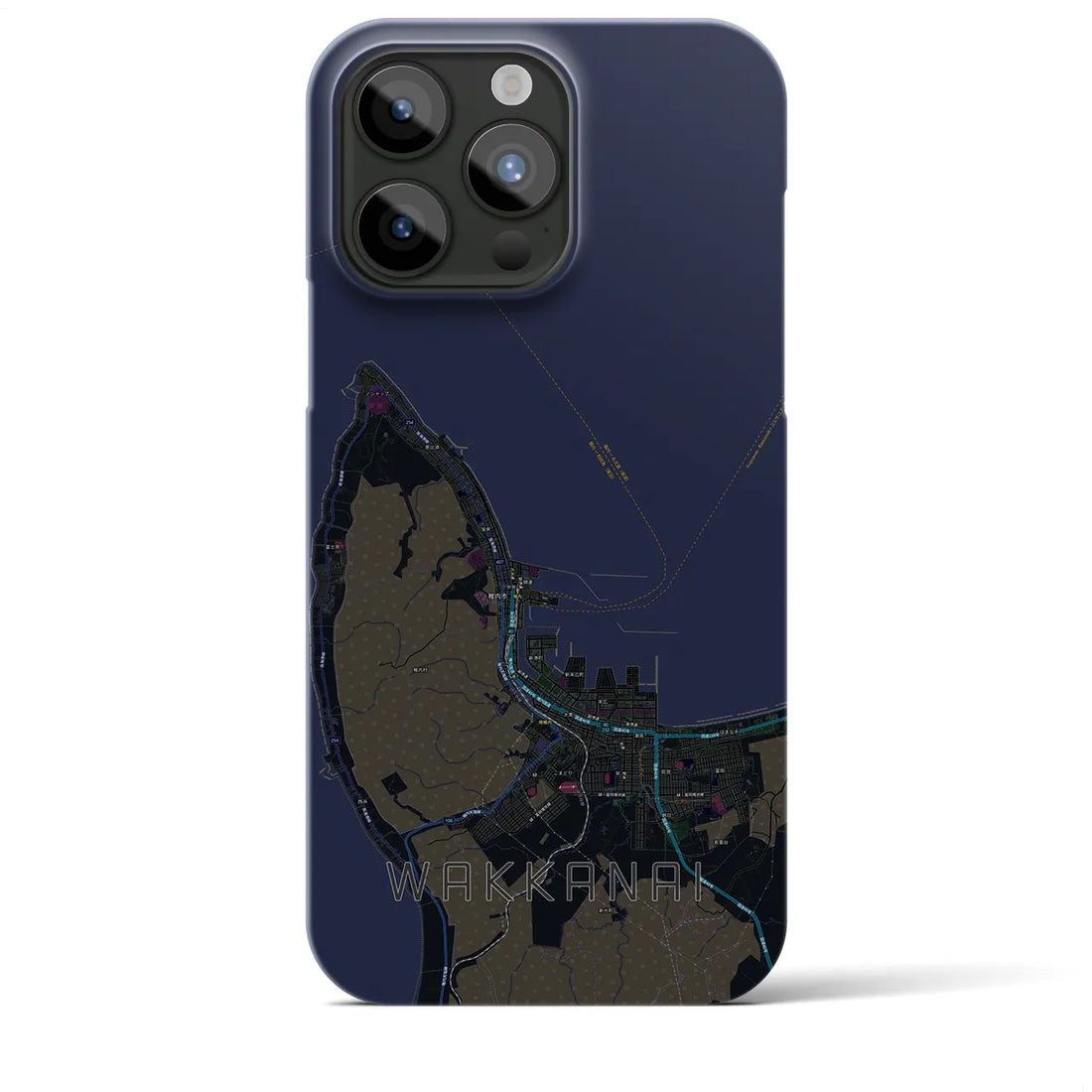 【稚内】地図柄iPhoneケース（バックカバータイプ・ブラック）iPhone 15 Pro Max 用