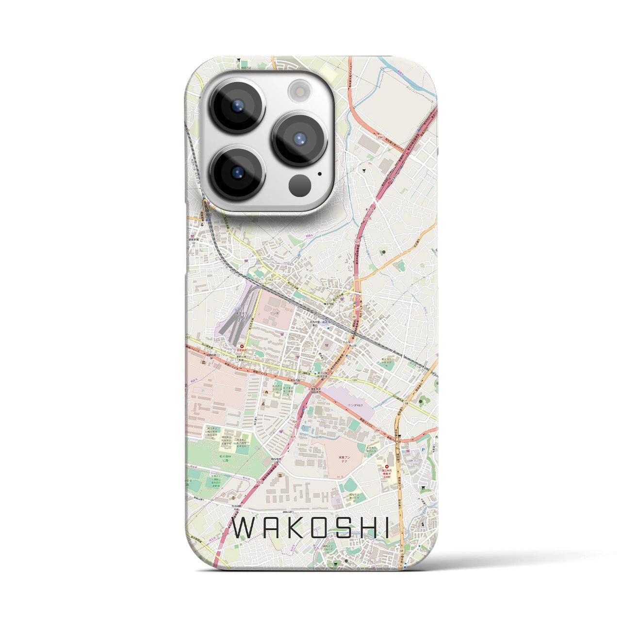 【和光市】地図柄iPhoneケース（バックカバータイプ・ナチュラル）iPhone 14 Pro 用