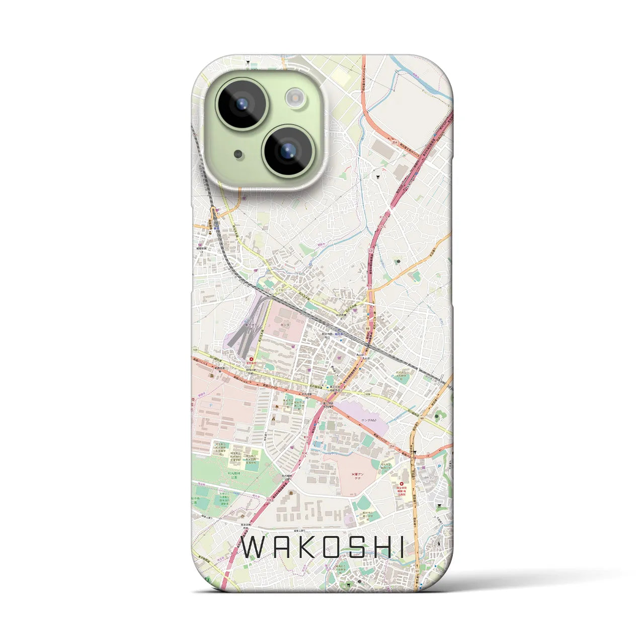 【和光市】地図柄iPhoneケース（バックカバータイプ・ナチュラル）iPhone 15 用
