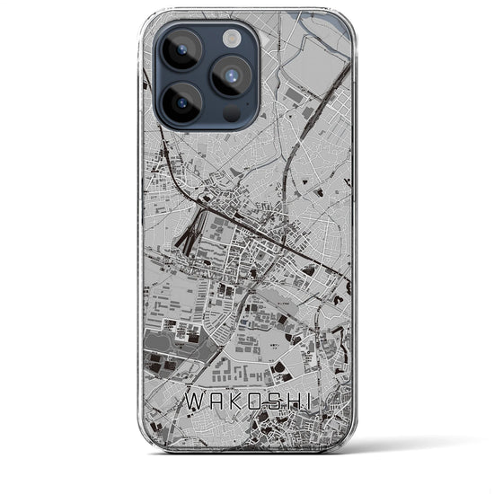 【和光市】地図柄iPhoneケース（クリアタイプ・モノトーン）iPhone 15 Pro Max 用