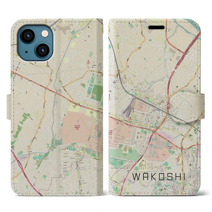 【和光市（埼玉県）】地図柄iPhoneケース（手帳タイプ）ナチュラル・iPhone 13 用