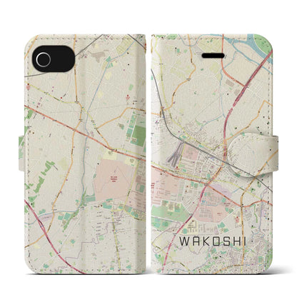 【和光市（埼玉県）】地図柄iPhoneケース（手帳タイプ）ナチュラル・iPhone SE（第3 / 第2世代） / 8 / 7 / 6s / 6 用