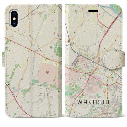 【和光市（埼玉県）】地図柄iPhoneケース（手帳タイプ）ナチュラル・iPhone XS Max 用