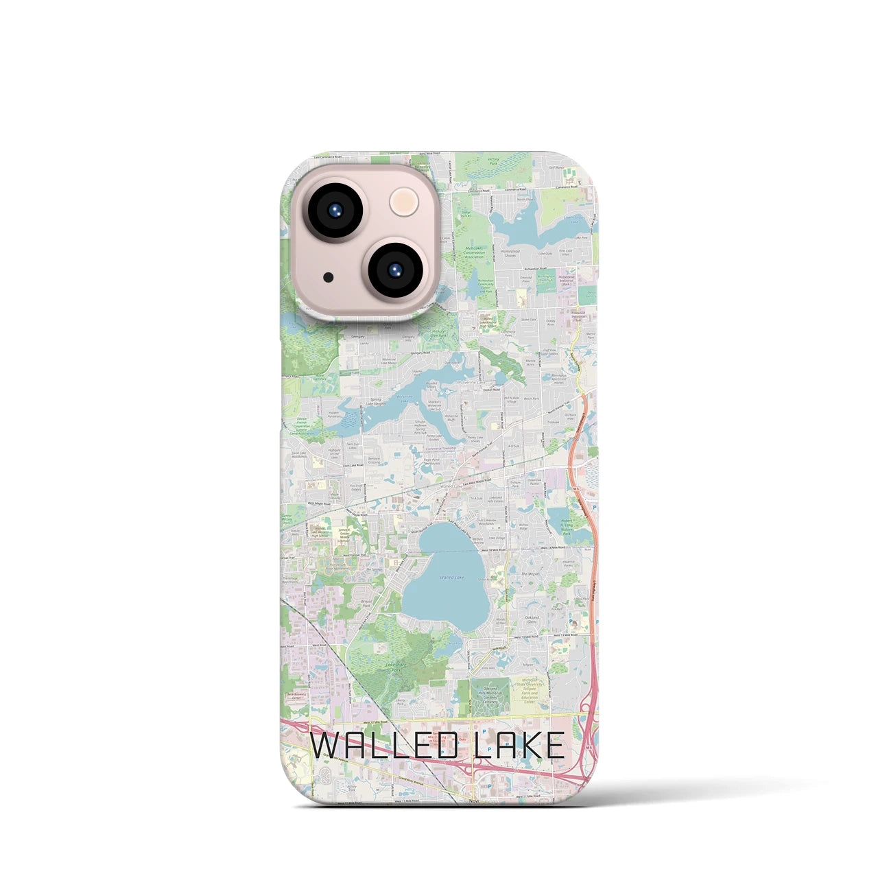 【ウォールドレイク】地図柄iPhoneケース（バックカバータイプ・ナチュラル）iPhone 13 mini 用