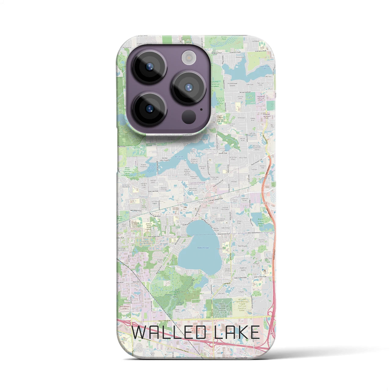 【ウォールドレイク】地図柄iPhoneケース（バックカバータイプ・ナチュラル）iPhone 14 Pro 用