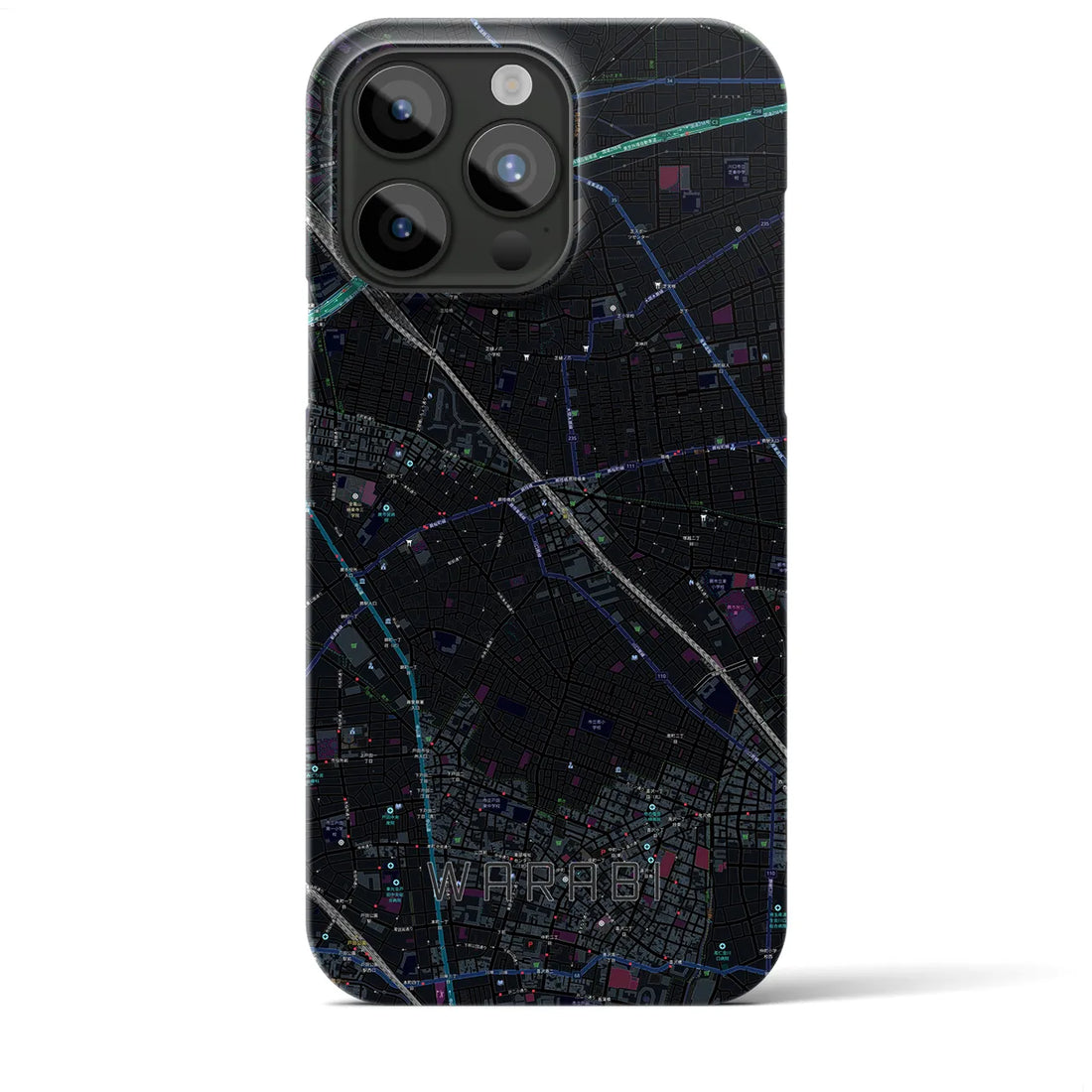 【蕨】地図柄iPhoneケース（バックカバータイプ・ブラック）iPhone 15 Pro Max 用