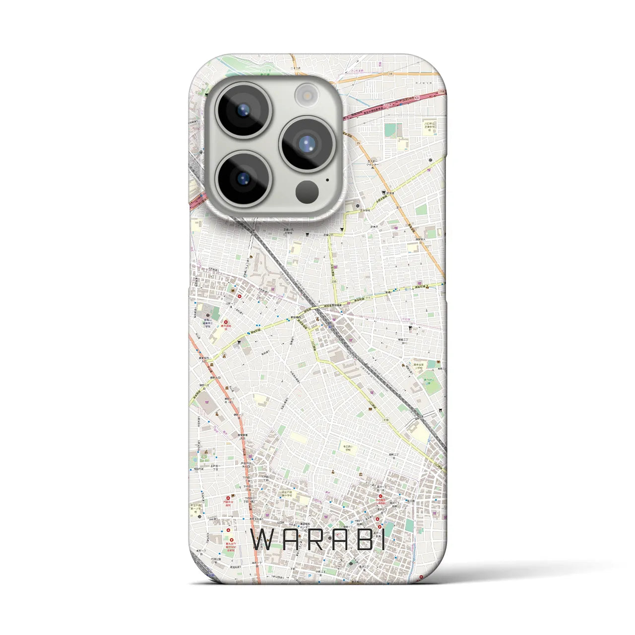 【蕨】地図柄iPhoneケース（バックカバータイプ・ナチュラル）iPhone 15 Pro 用