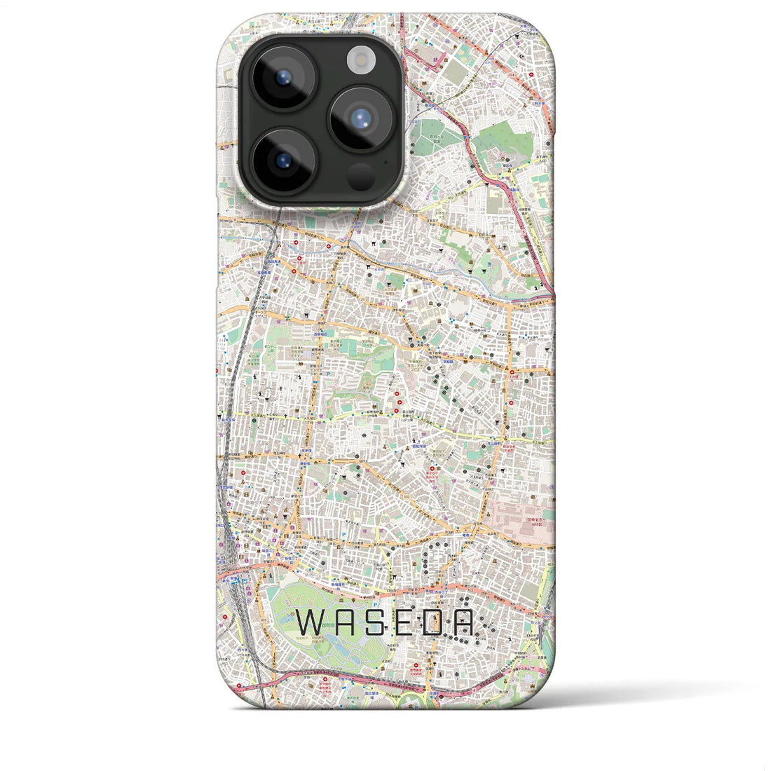 【早稲田2】地図柄iPhoneケース（バックカバータイプ・ナチュラル）iPhone 15 Pro Max 用