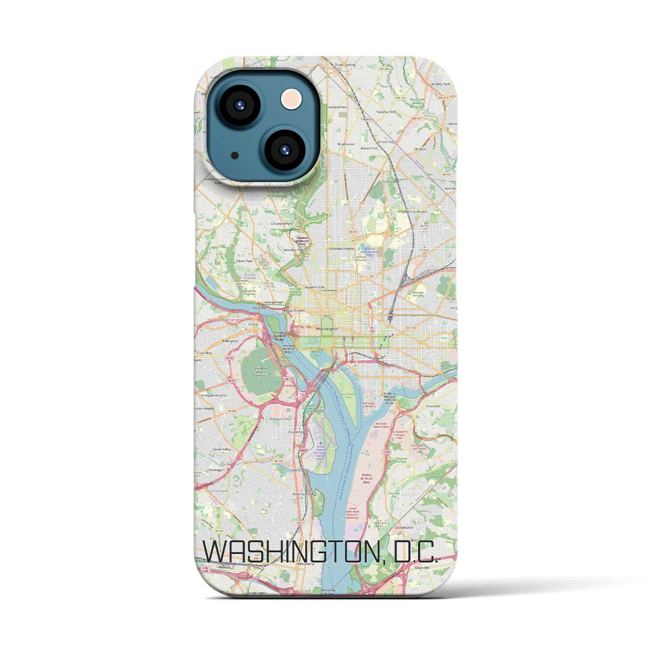 【ワシントンD.C.】地図柄iPhoneケース（バックカバータイプ・ナチュラル）iPhone 13 用