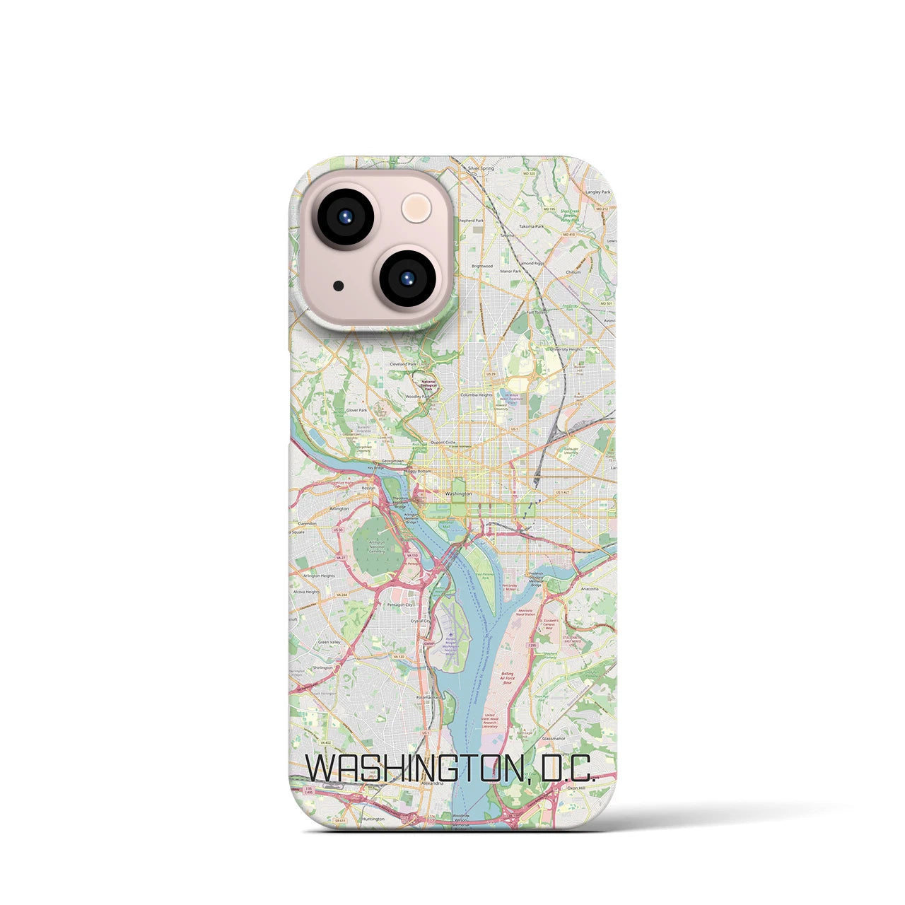 【ワシントンD.C.】地図柄iPhoneケース（バックカバータイプ・ナチュラル）iPhone 13 mini 用