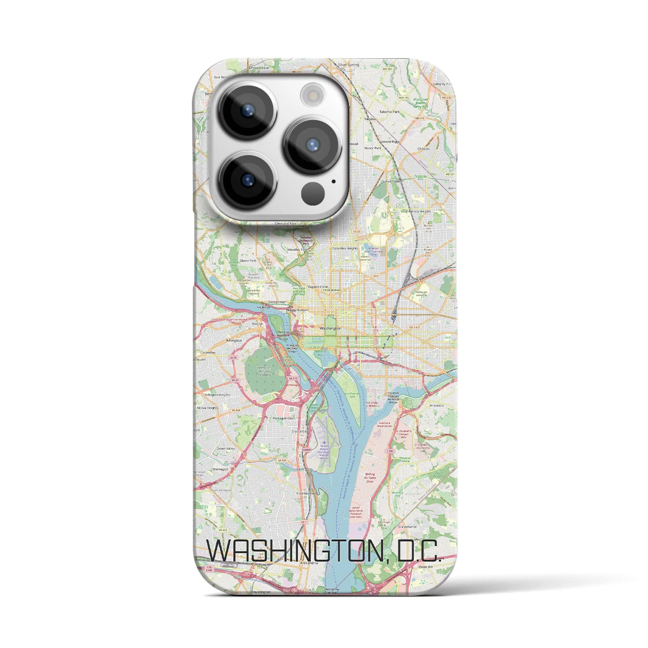【ワシントンD.C.】地図柄iPhoneケース（バックカバータイプ・ナチュラル）iPhone 14 Pro 用