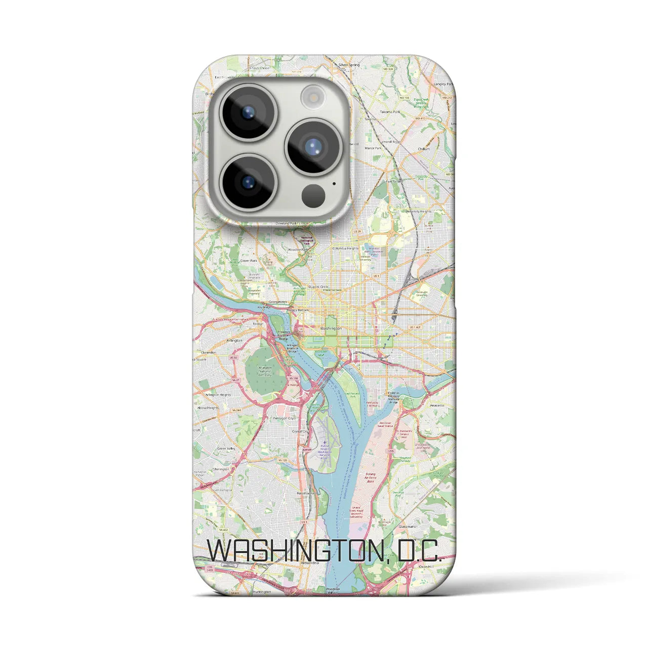 【ワシントンD.C.】地図柄iPhoneケース（バックカバータイプ・ナチュラル）iPhone 15 Pro 用