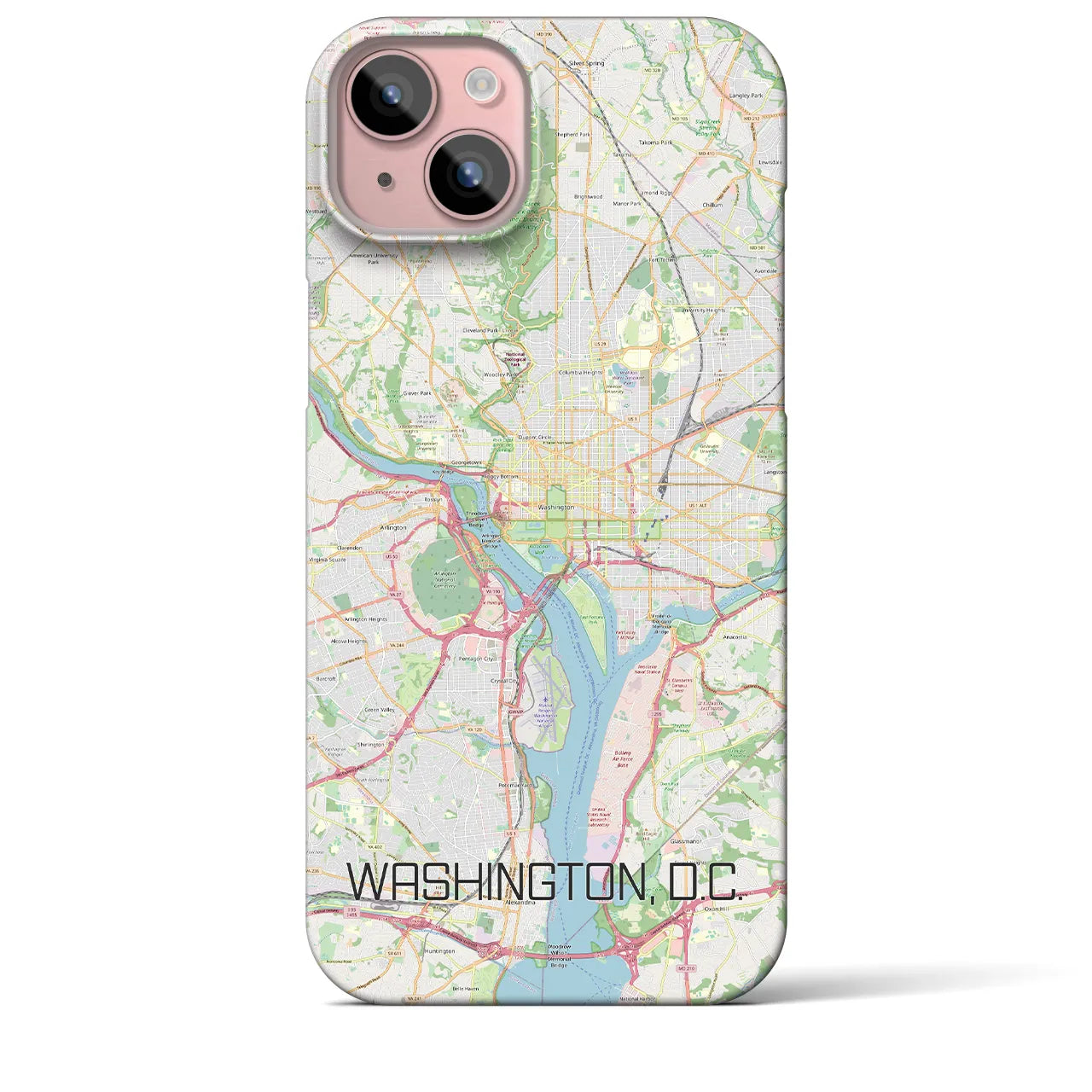 【ワシントンD.C.】地図柄iPhoneケース（バックカバータイプ・ナチュラル）iPhone 15 Plus 用