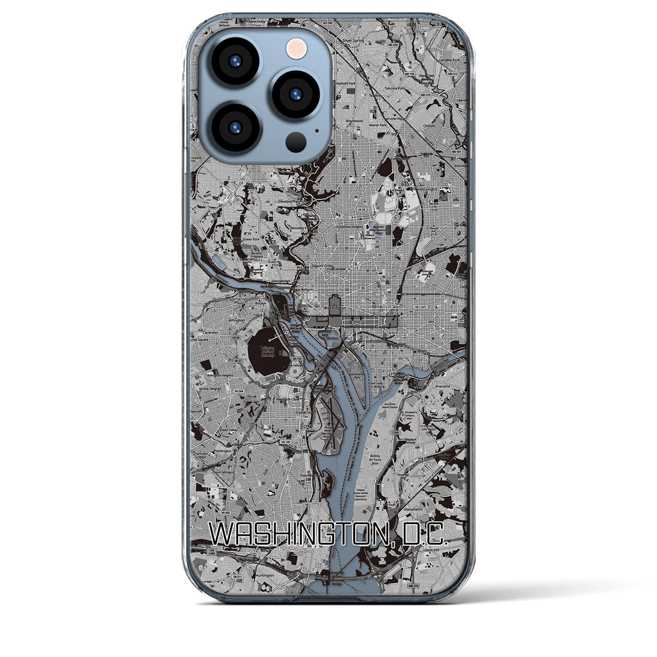 【ワシントンD.C.】地図柄iPhoneケース（クリアタイプ・モノトーン）iPhone 13 Pro Max 用