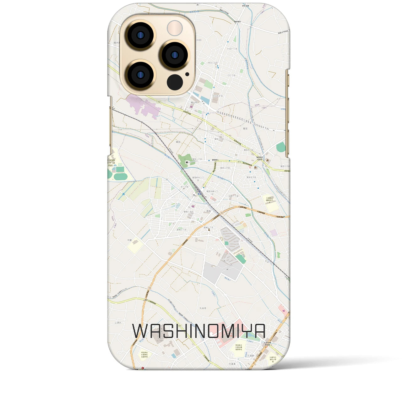【鷲宮】地図柄iPhoneケース（バックカバータイプ・ナチュラル）iPhone 12 Pro Max 用