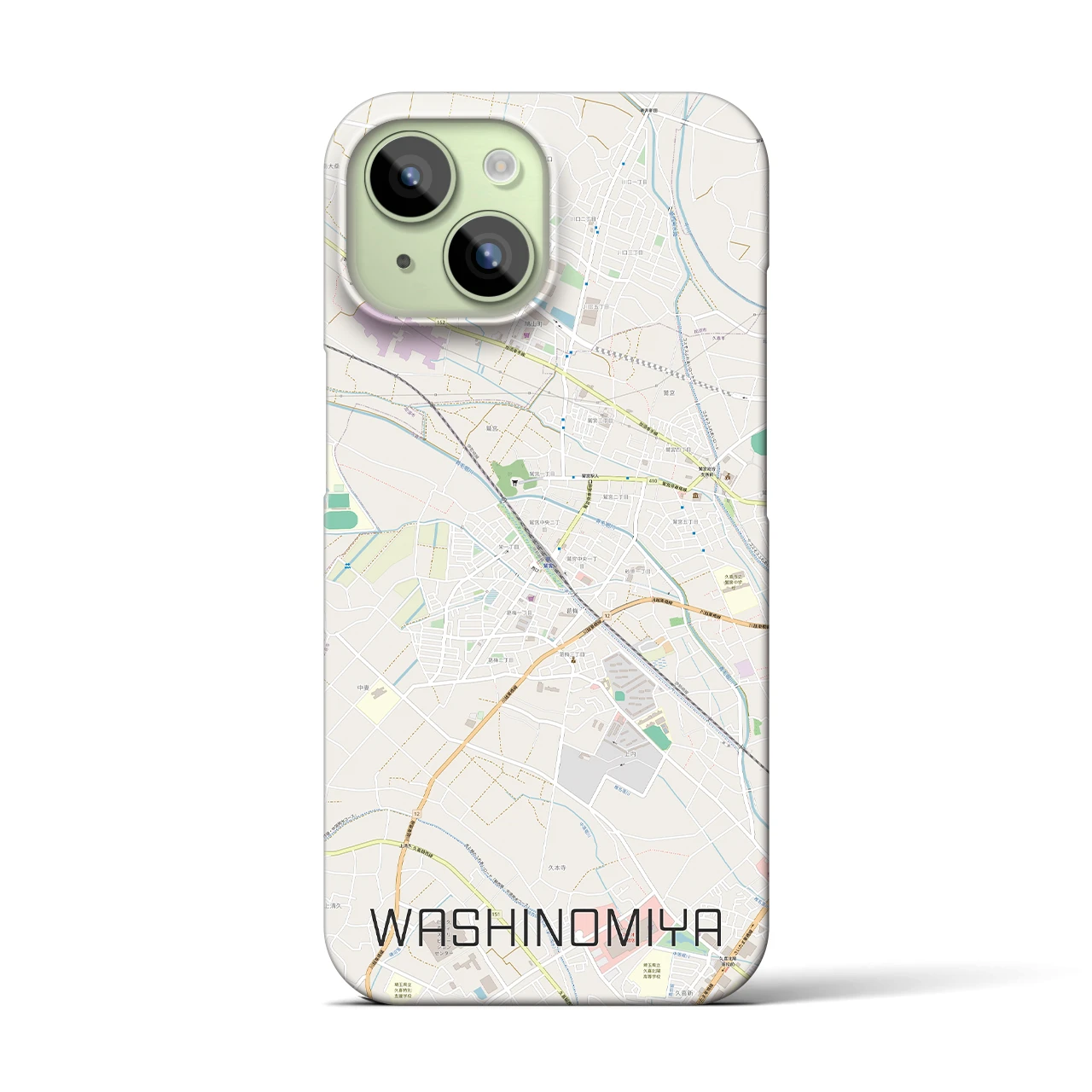 【鷲宮】地図柄iPhoneケース（バックカバータイプ・ナチュラル）iPhone 15 用