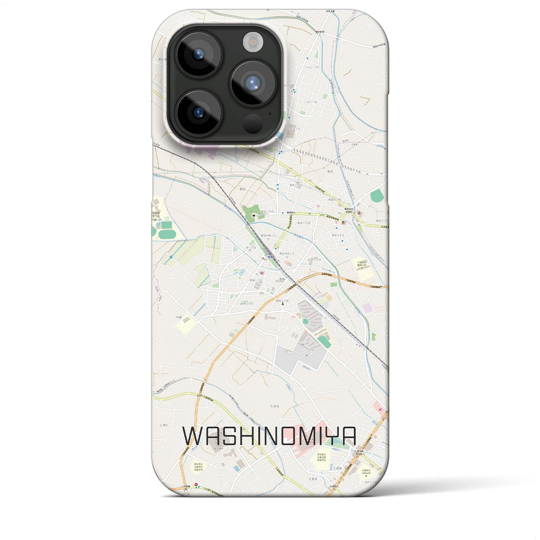 【鷲宮】地図柄iPhoneケース（バックカバータイプ・ナチュラル）iPhone 15 Pro Max 用