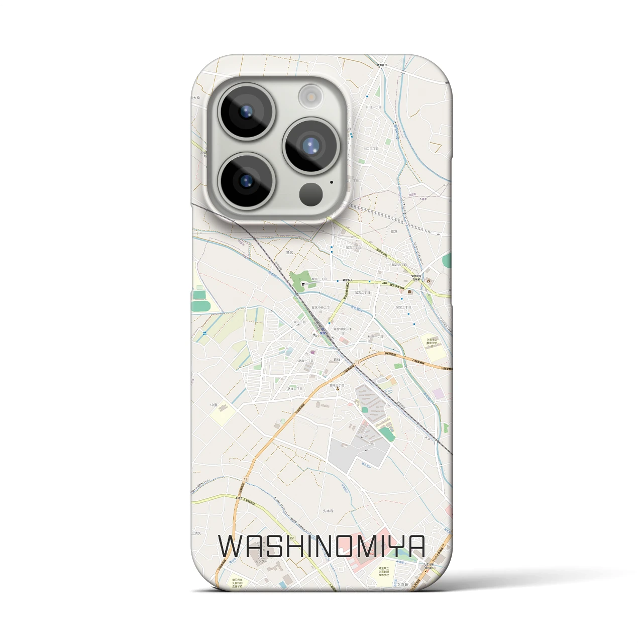【鷲宮】地図柄iPhoneケース（バックカバータイプ・ナチュラル）iPhone 15 Pro 用
