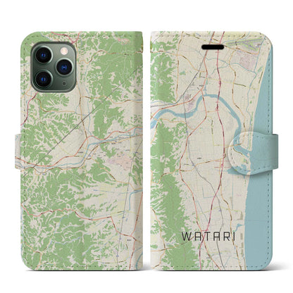 【亘理（宮城県）】地図柄iPhoneケース（手帳タイプ）ナチュラル・iPhone 11 Pro 用